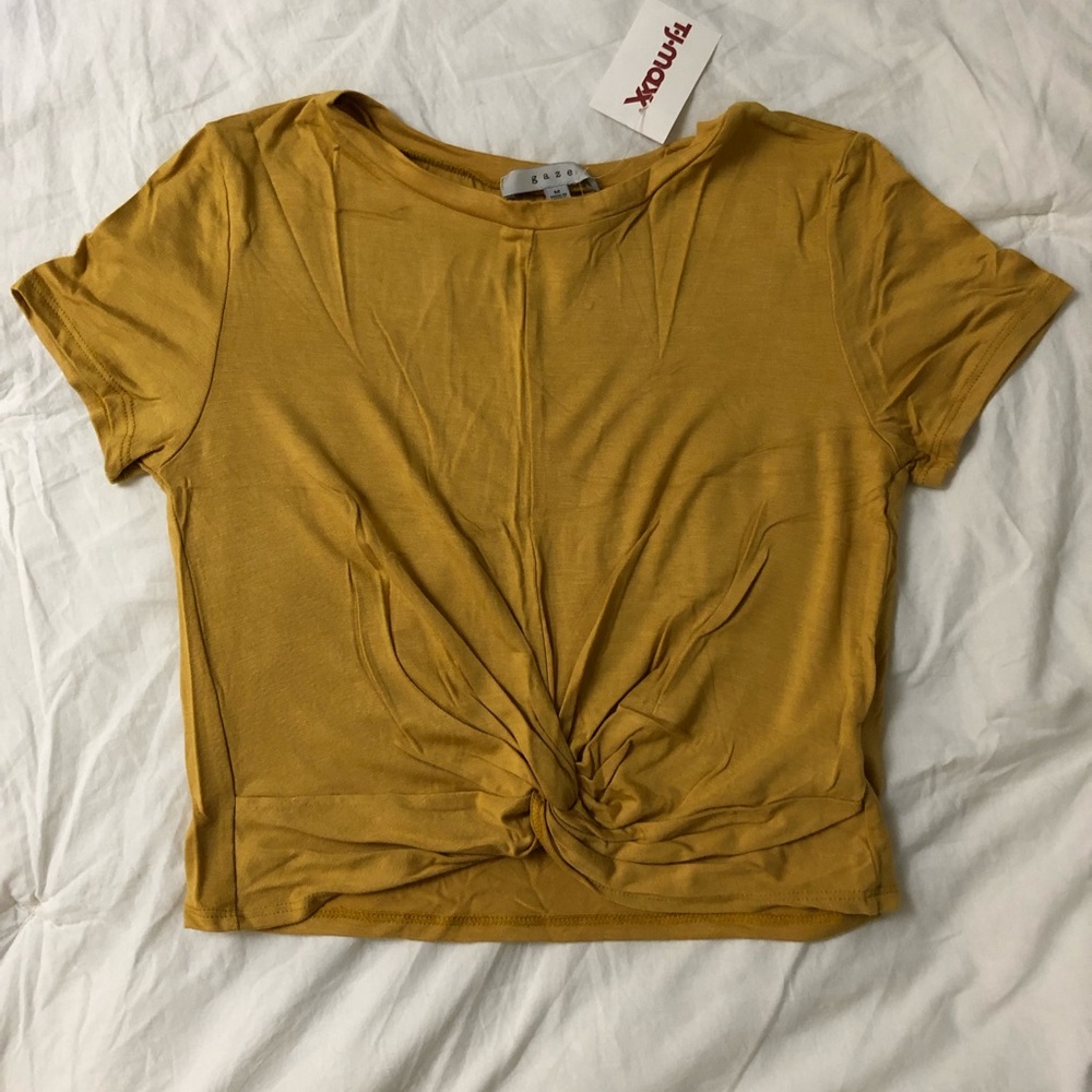 Mustard crop top with tie front
